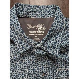 Wrangler 20X Western Shirt Mens XL Blue Short Sleeve Competition Snap Button